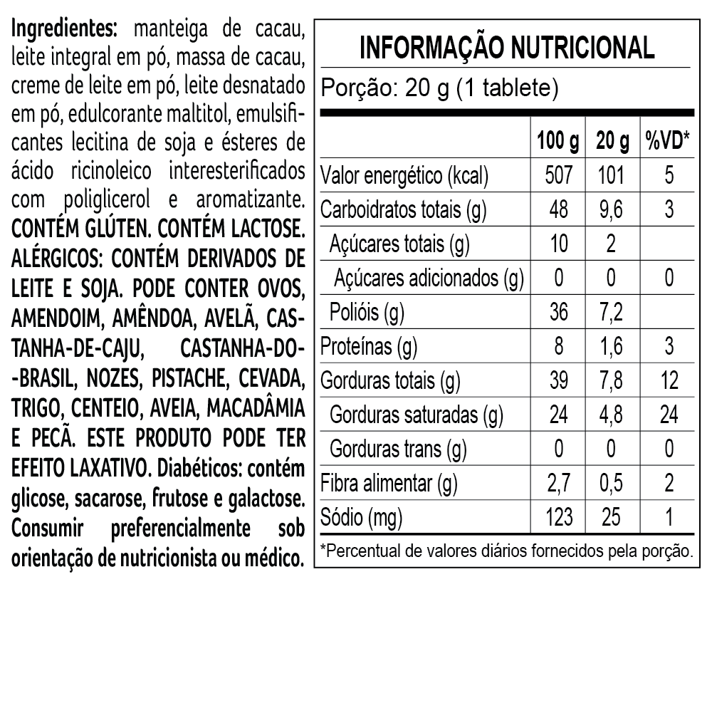 Tablete Bless Zero Adi&ccedil;&atilde;o de A&ccedil;&uacute;car ao Leite 20g, , large. image number 2