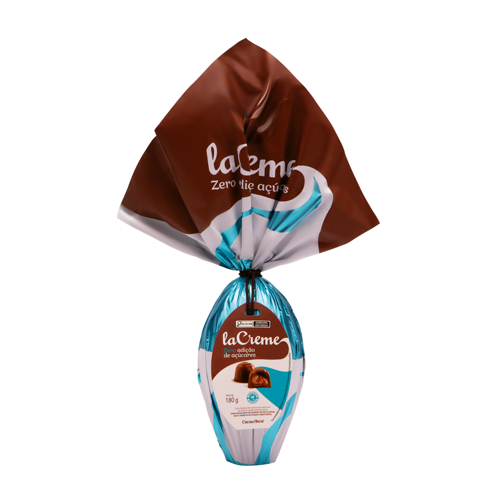 Ovo de P&aacute;scoa laCreme ao Leite Zero Adi&ccedil;&atilde;o de A&ccedil;&uacute;car 180g, , large. image number 0