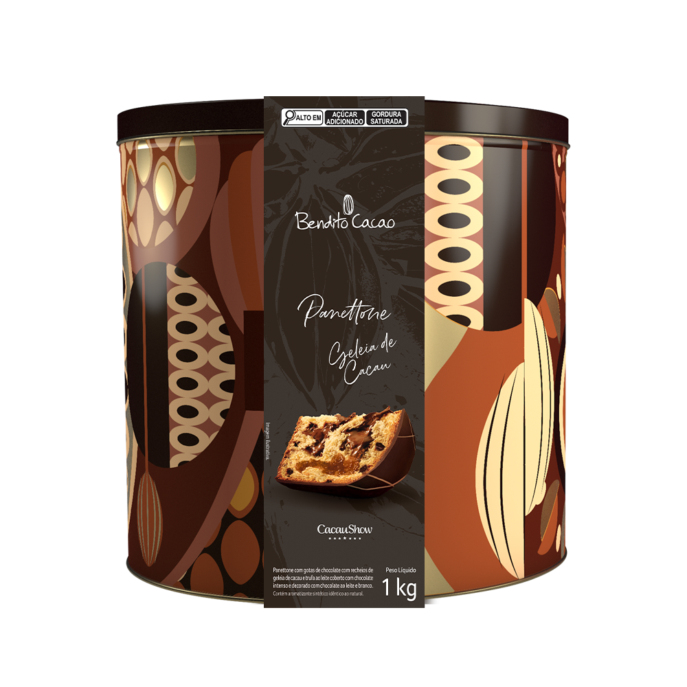 Panetone Bendito Cacao Geleia de Cacau Lata Marrom 1kg, , large. image number 0