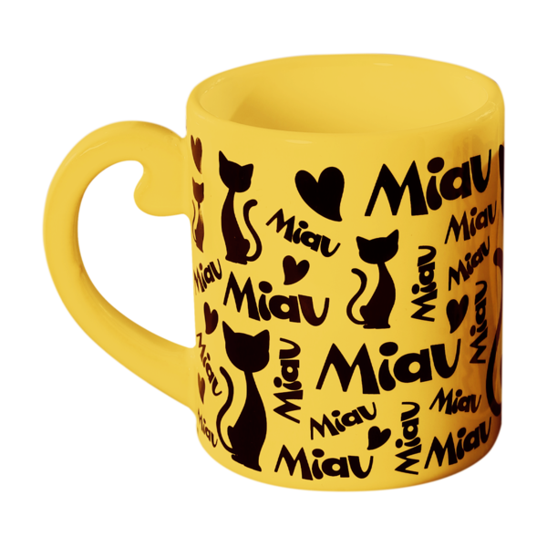 Caneca Miau Amarela 300ml
