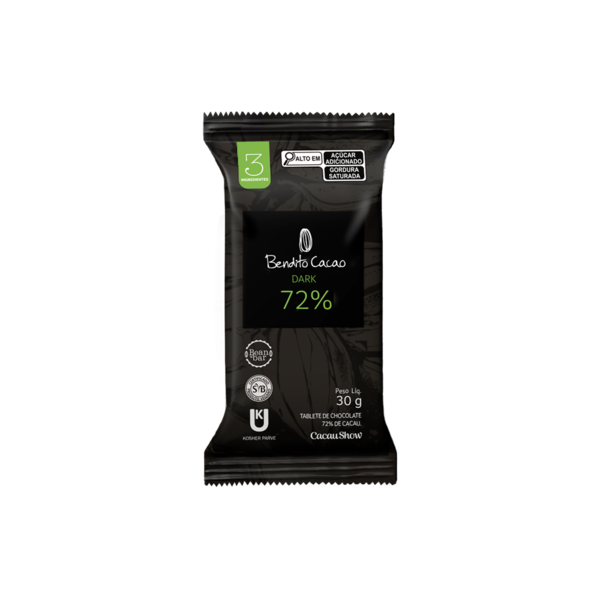 Tablete Bendito Cacao de Chocolate 72% Cacau 30g