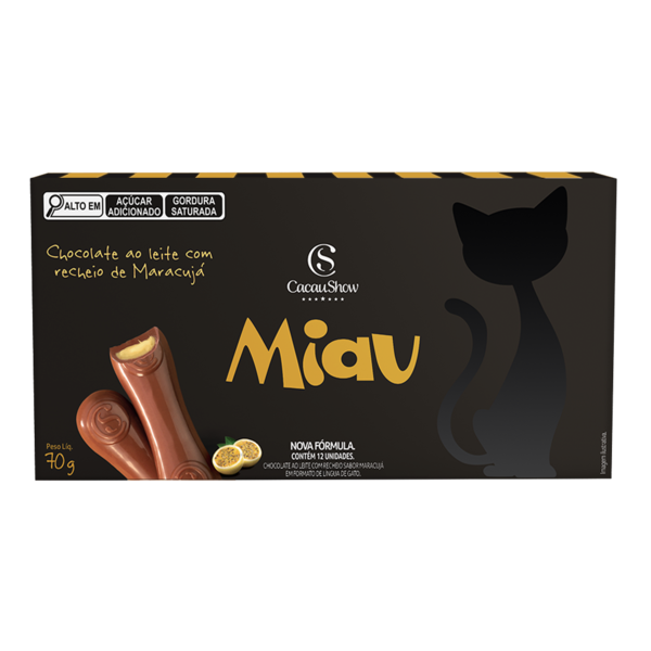 Tablete Miau de Chocolate ao Leite e Maracuj&aacute; 70g