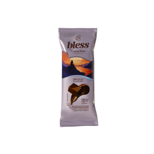 Tablete Bless Zero Adi&ccedil;&atilde;o de A&ccedil;&uacute;car de Chocolate 70% 20g