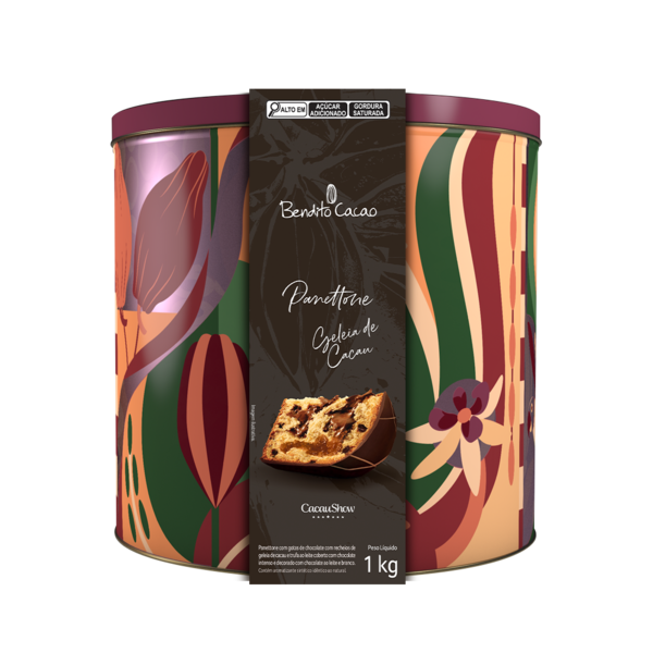 Panetone Bendito Cacao Geleia de Cacau Lata Rosa 1kg